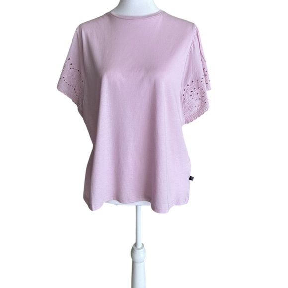 Pink Eyelet Sleeve Women's Top GAP - Picture 1 of 5